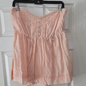 Oneill Peach Lace Strapless Top